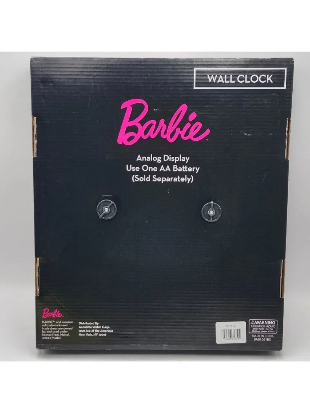 Barbie Pink Script Chrome 12 Inch Round Wall Clock Mattel New In Box